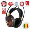 Side view of Meze Audio 99 Classics over-ear headphones with walnut wood earcups