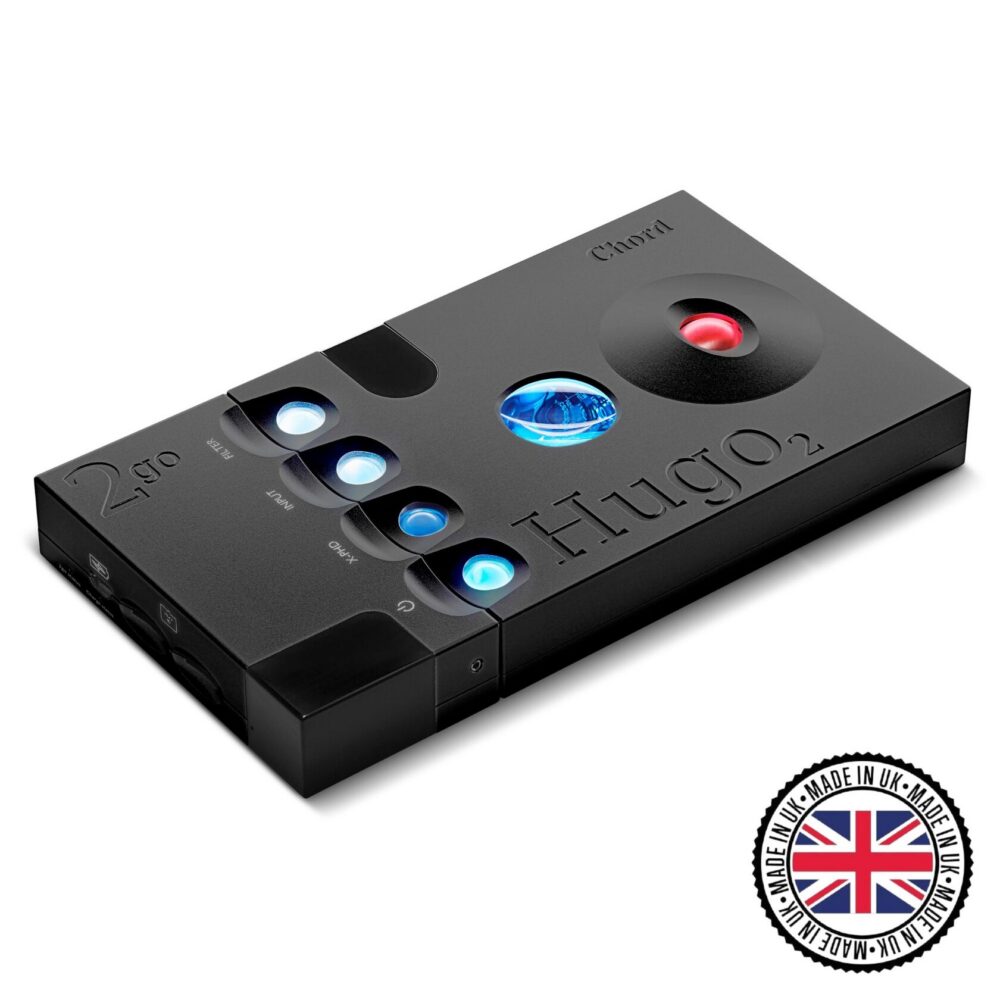 Chord Electronics 2Go paired with the portable DAC Hugo 2, Made in Britain