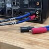 Chord Company ClearwayX ARAY RCA interconnect cable connected to Hi-Fi equipment.