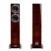 Fyne Audio F501SP speakers in Piano Gloss Walnut finish – front and rear panels.