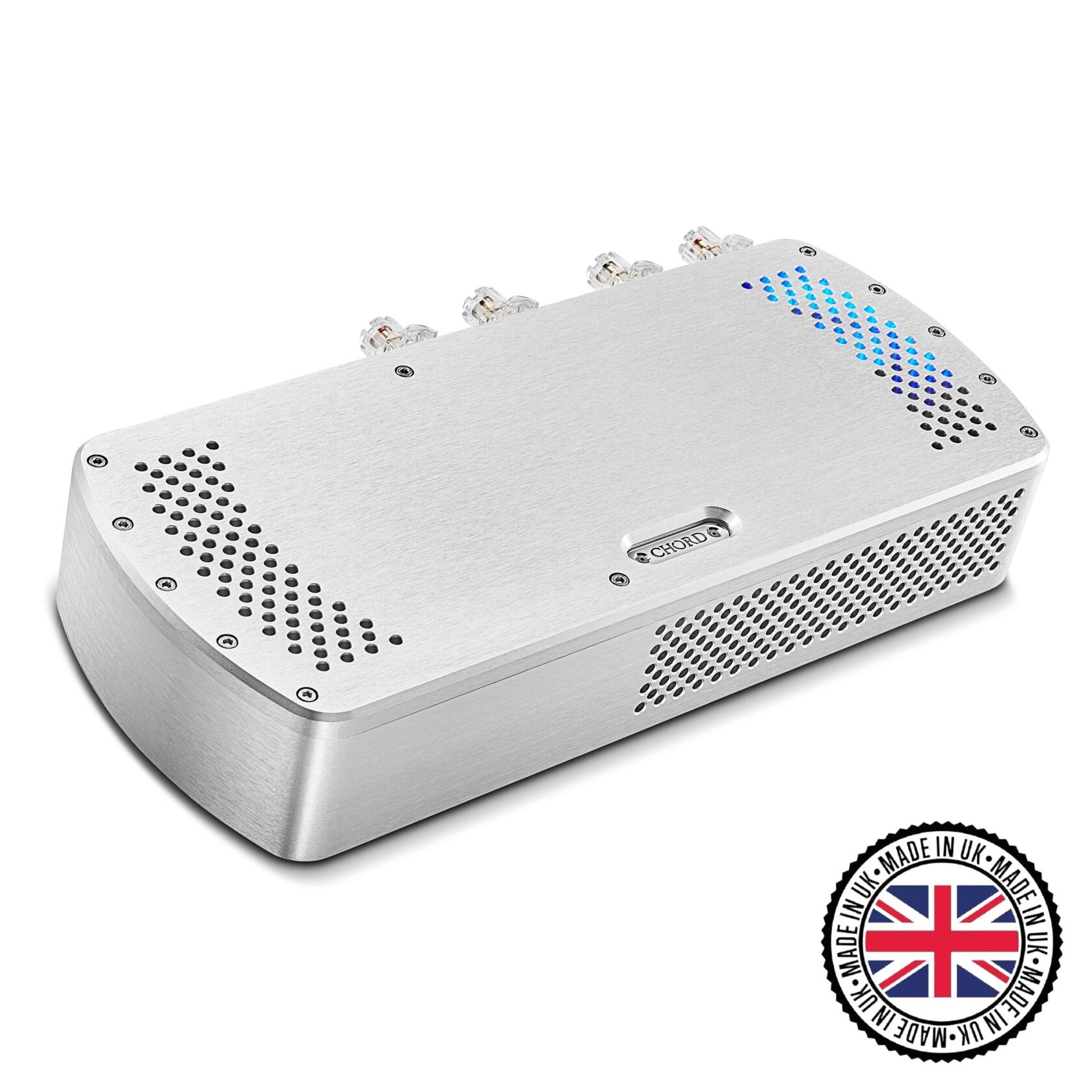 Pagrindinis Chord Electronics Étude galios stiprintuvo vaizdas su apdovanojimais. Pagaminta Britanijoje