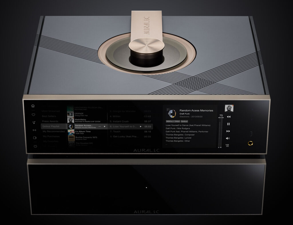 One of the Auralic Hong Kong streaming products with logos of Auralic and Cocktail Audio superimposed