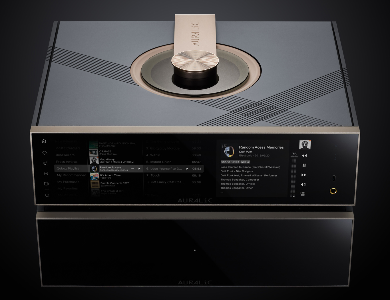 One of the Auralic Hong Kong streaming products with logos of Auralic and Cocktail Audio superimposed
