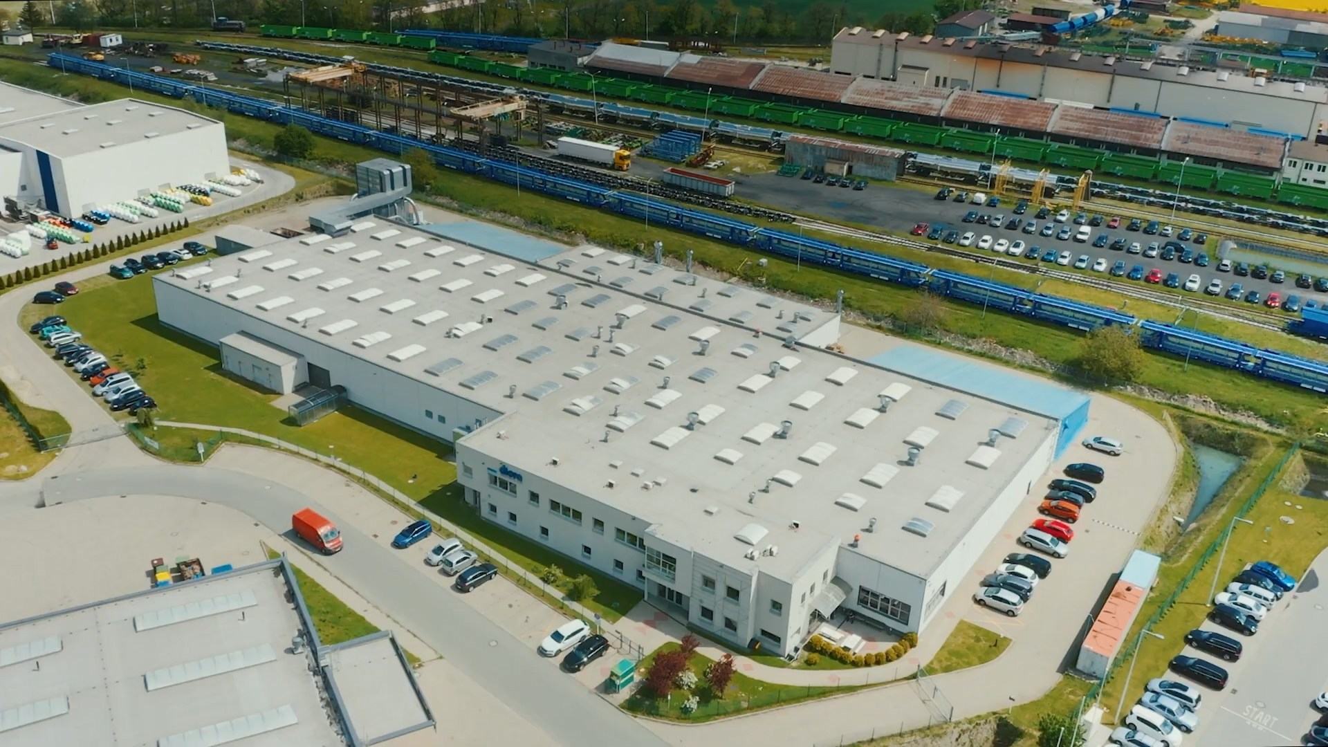 An aerial photo of Diora factory in a Polish town of Świdnica, Lower Silezia