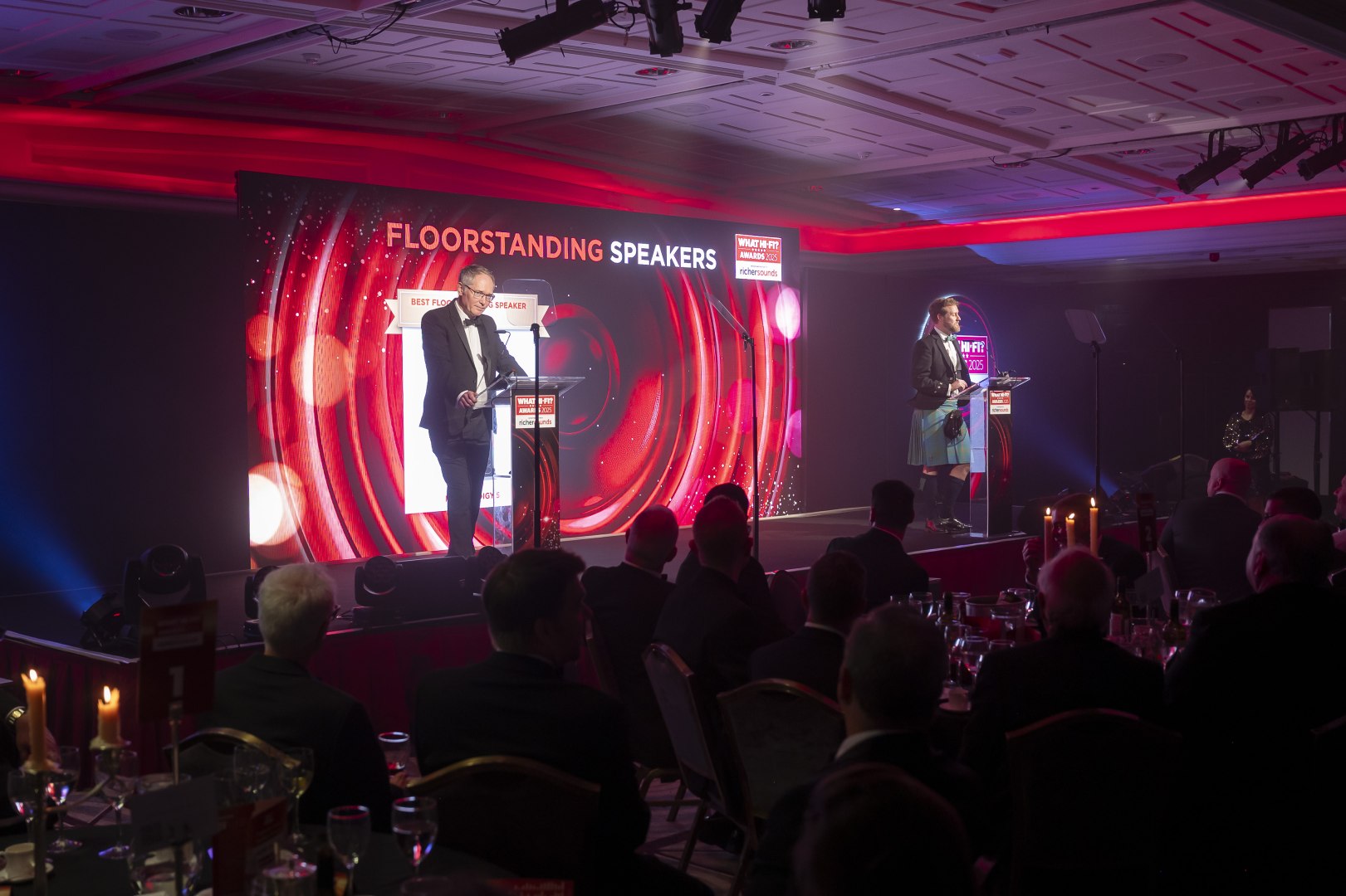 The audience anticipates the 'Best floorstanding speaker' announcement