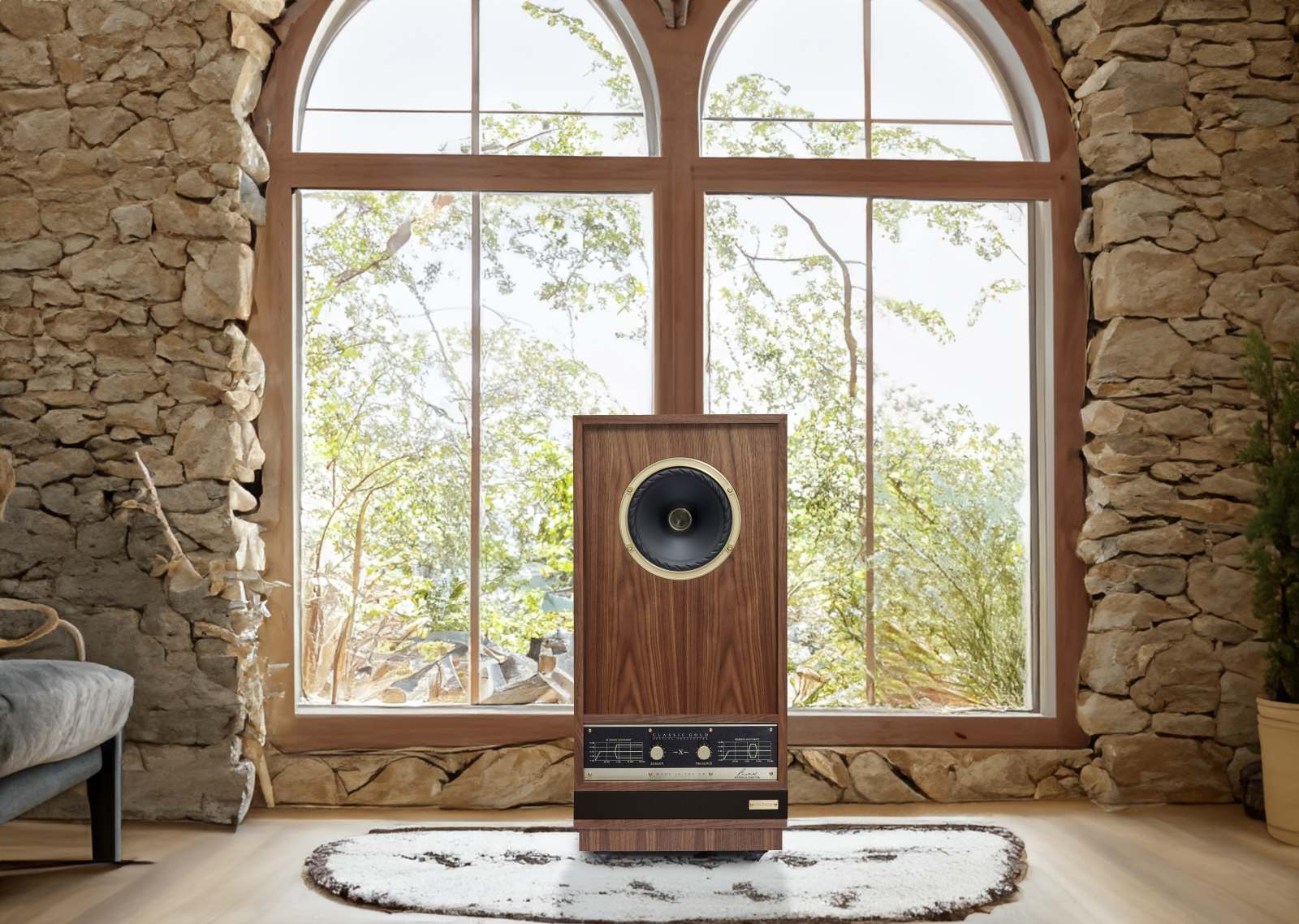 Fyne Audio Vintage Classic Gold SP sērijas skaļruņi.