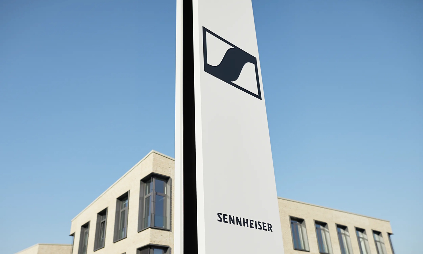 Facade of Sennheiser Consumer department with the company's logo, Hannover area, Germany