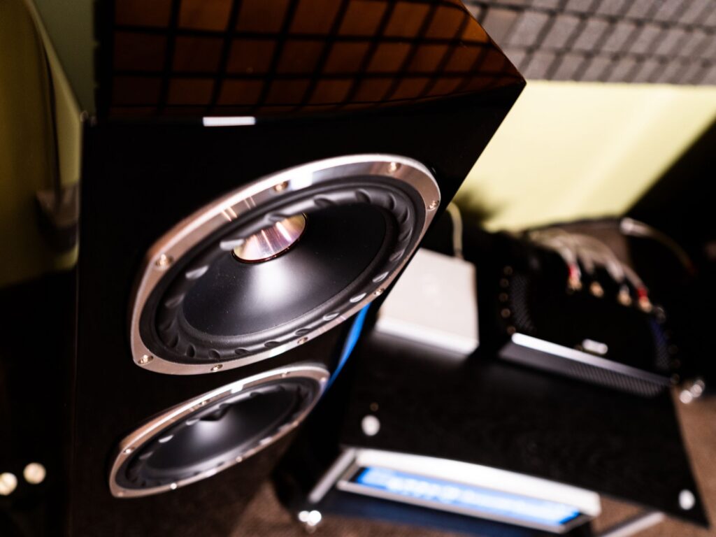 Fyne Audio F501 SP floorstanding speakers in piano gloss black finish