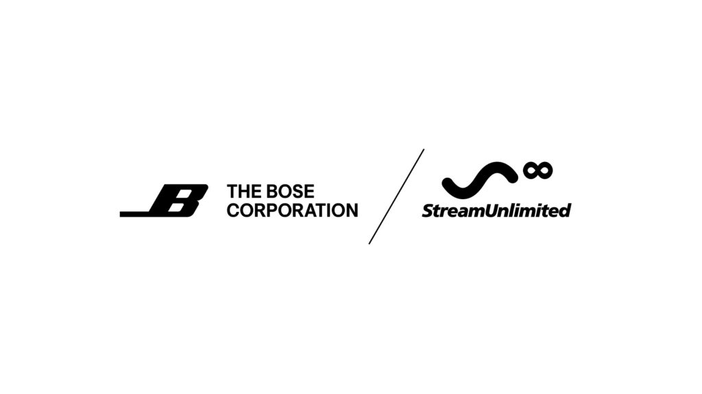 Corporate logos of Bose Corporation and StreamUnlimited Engineering on a white background