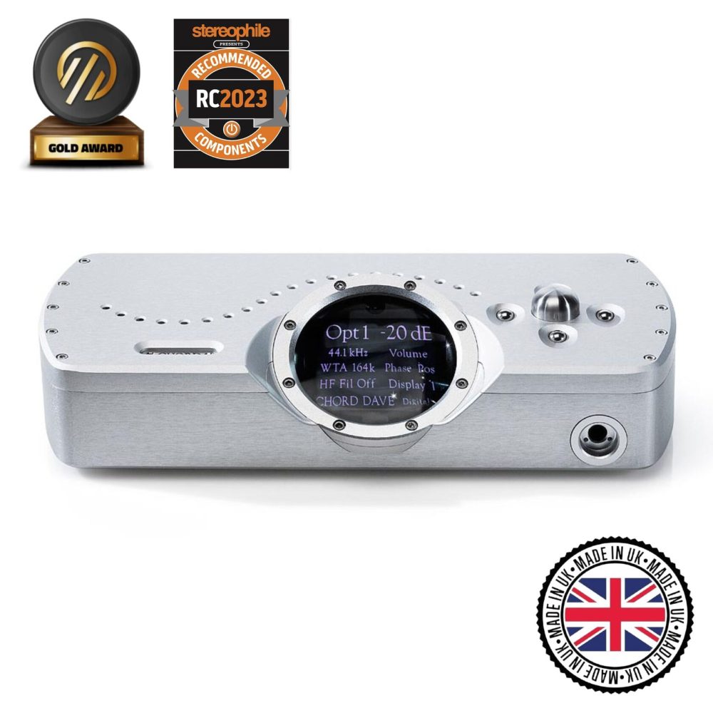 Main image of the flagship Chord DAVE DAC with awards. Made in Britain
