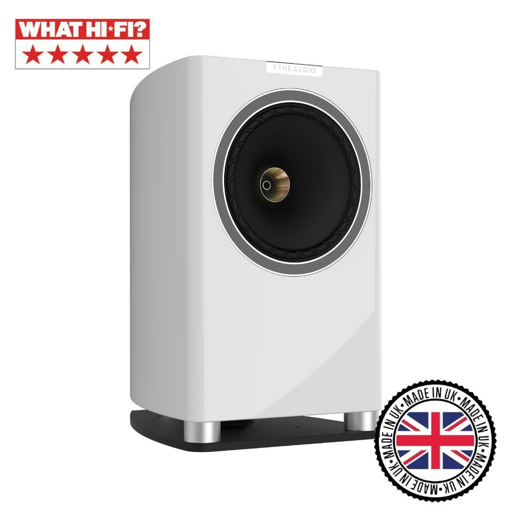 Main image of the Fyne Audio F701 premium standmount speakers with awards. Made in the UK.